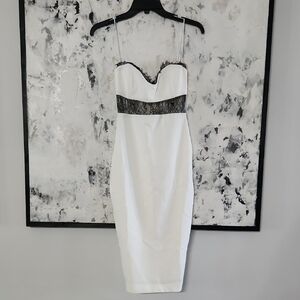 Elegant White Lace-Trimmed Dress